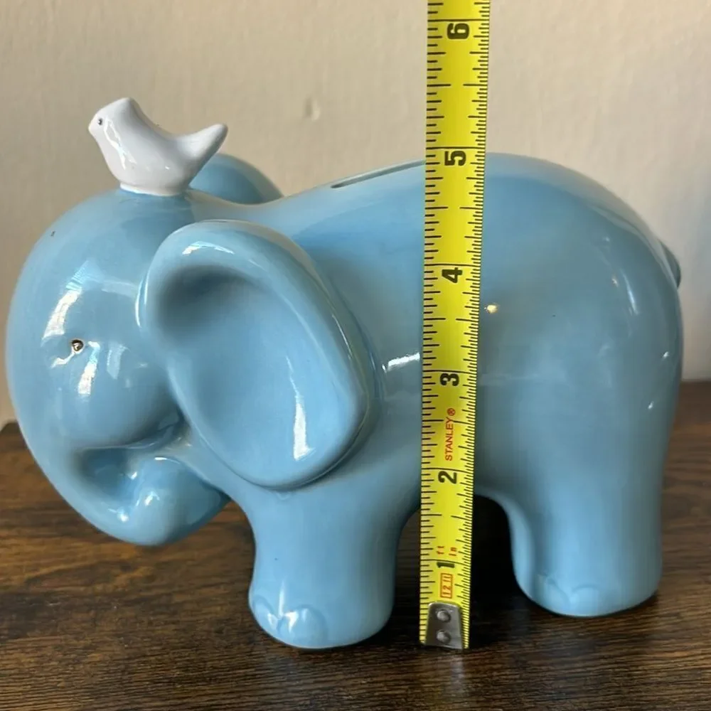 2013 POTTERY BARN KIDS BABAR THE ELEPHANT COIN PIGGY BANK WITH BLUE BIRD PB KIDS
